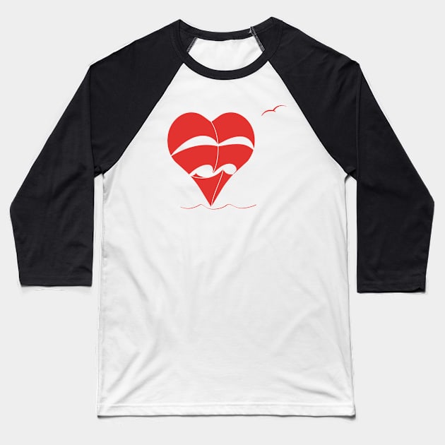 Lonely Heart-Sailboat (scarlet sails) Baseball T-Shirt by aceofspace